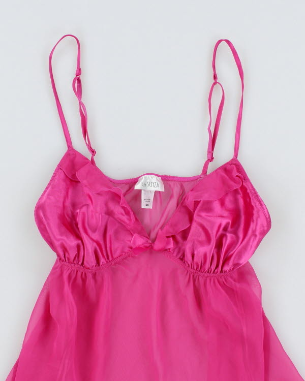 Y2k 00s La Senza Pink Mesh Ruffle Cami - M