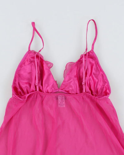 Y2k 00s La Senza Pink Mesh Ruffle Cami - M