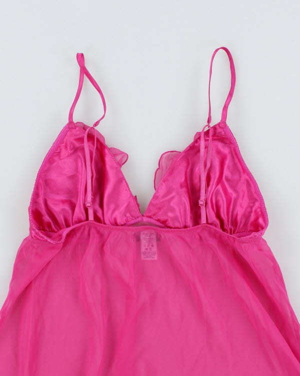 Y2k 00s La Senza Pink Mesh Ruffle Cami - M