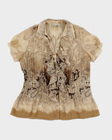 Y2k 00s Dressbarn Pleated Ruffle Blouse - M