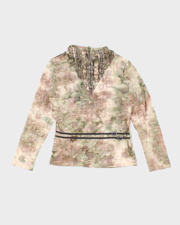 Y2k 00s Ruffle Pattern Top- M