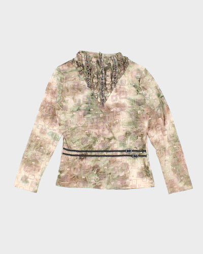 Y2k 00s Ruffle Pattern Top- M