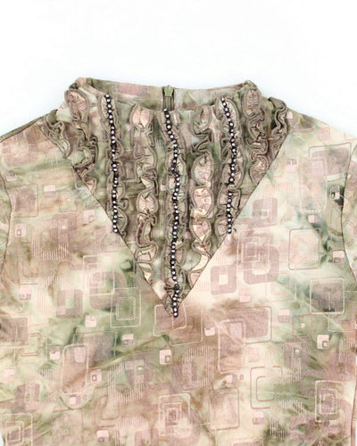 Y2k 00s Ruffle Pattern Top- M
