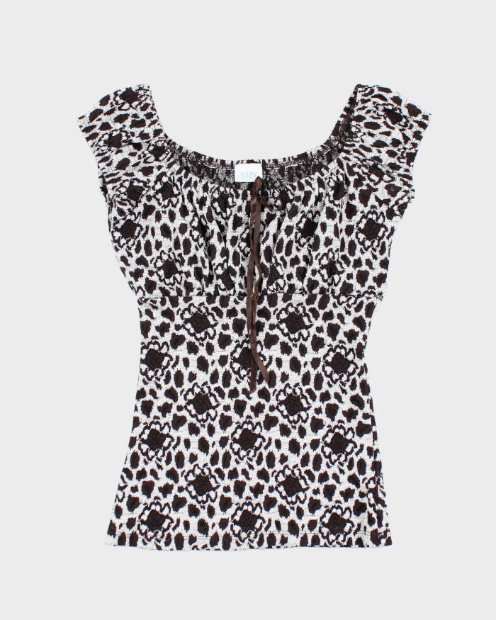 Y2k 00s Suzy Floral Lace Top - S