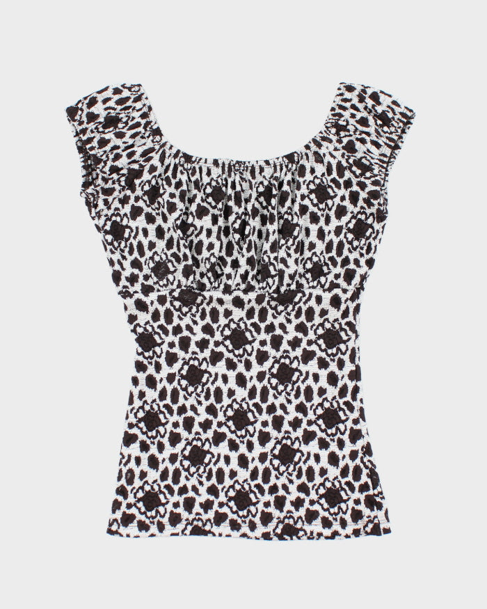 Y2k 00s Suzy Floral Lace Top - S
