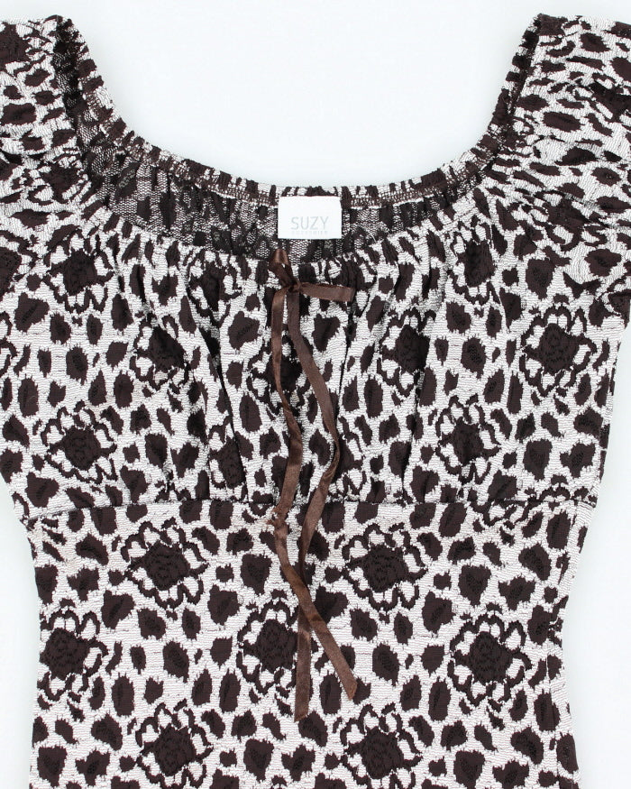 Y2k 00s Suzy Floral Lace Top - S