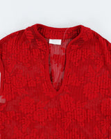 Y2k 00s Suzy Red Lace Top - S