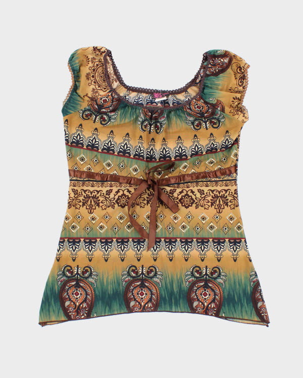 Y2k 00s Agenda Pattern Top - S