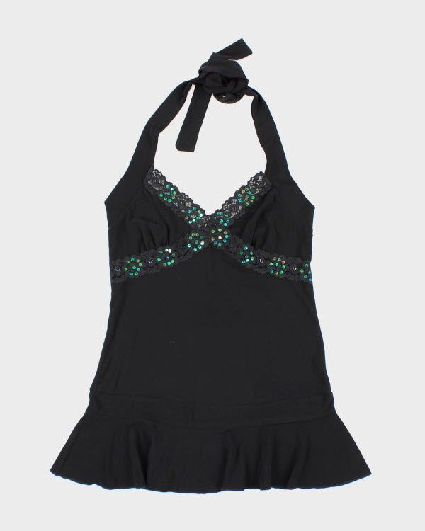 Y2k 00s Poetry Sequin Halter Top - S