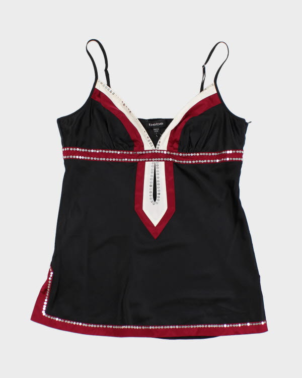 Y2k 00s Bebe Silk Sequin Cami - L