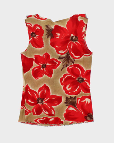 Y2k 00s Suzy Floral Ruffle Mesh Top - S