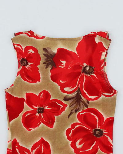 Y2k 00s Suzy Floral Ruffle Mesh Top - S