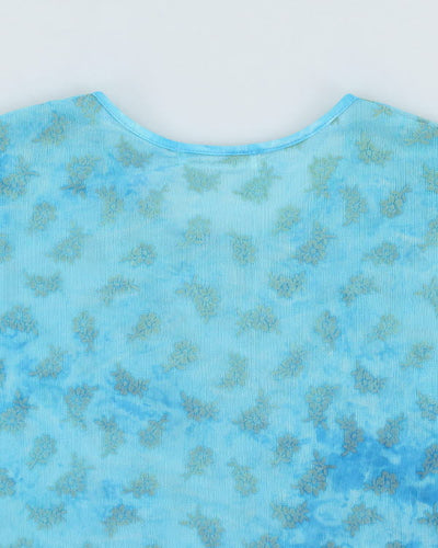 Y2k 00s Miou Miou Blue Mesh Top - S