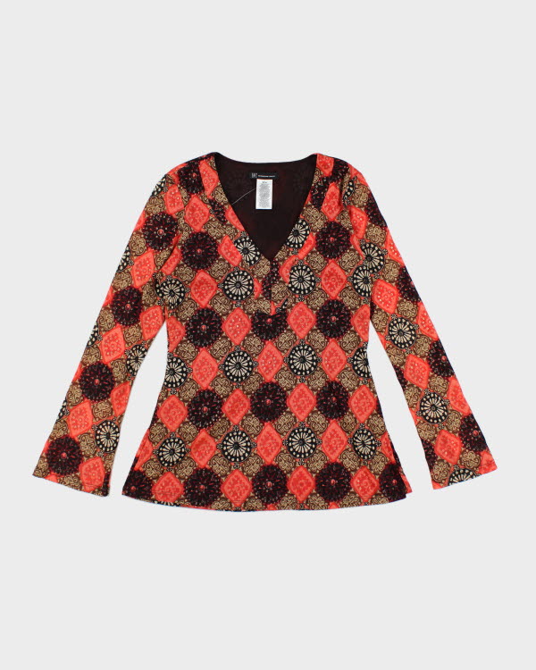 Y2k 00s Pattern Long Sleeve Top - M