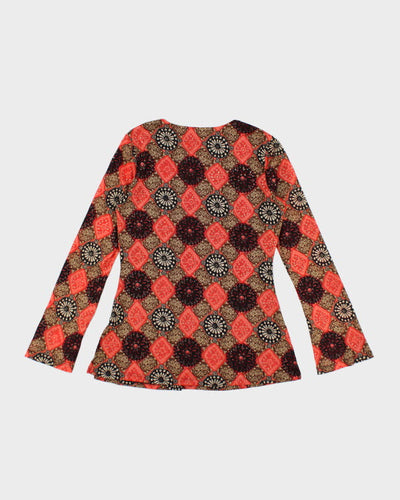 Y2k 00s Pattern Long Sleeve Top - M