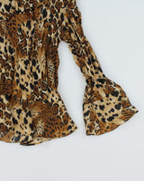 Y2k 00s Allison Taylor Leopard Ruffle Top - L