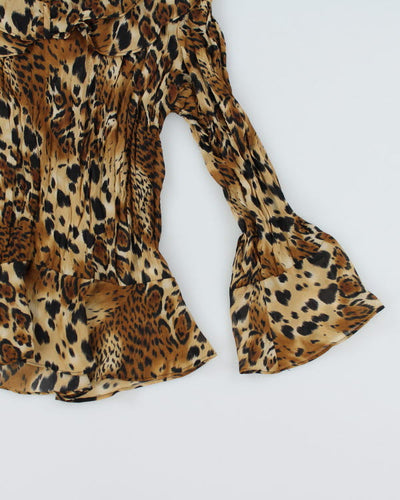 Y2k 00s Allison Taylor Leopard Ruffle Top - L
