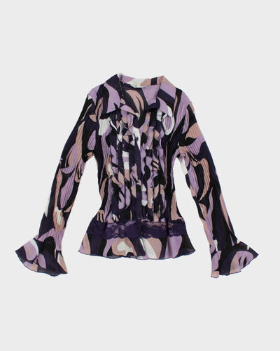Y2k 00s Jessica Pleated Ruffle Shirt - M