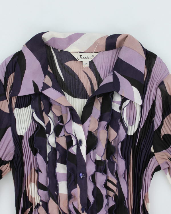 Y2k 00s Jessica Pleated Ruffle Shirt - M