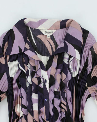 Y2k 00s Jessica Pleated Ruffle Shirt - M
