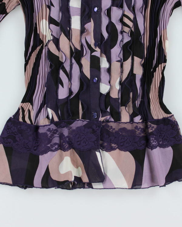 Y2k 00s Jessica Pleated Ruffle Shirt - M