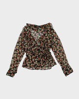Vintage 00s Ralph Lauren Floral Mesh Wrap Shirt - M
