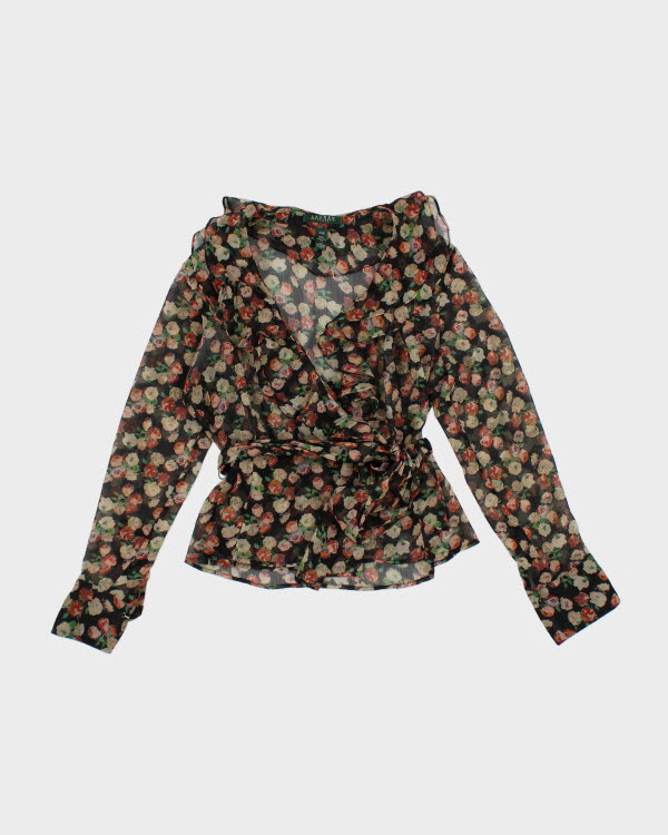 Vintage 00s Ralph Lauren Floral Mesh Wrap Shirt - M