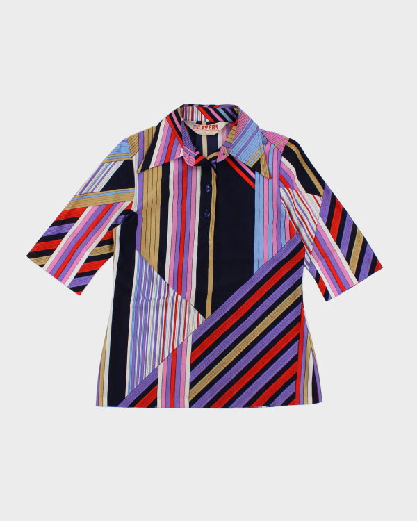 Vintage 70s Stripe 3/4 Sleeve Top - M