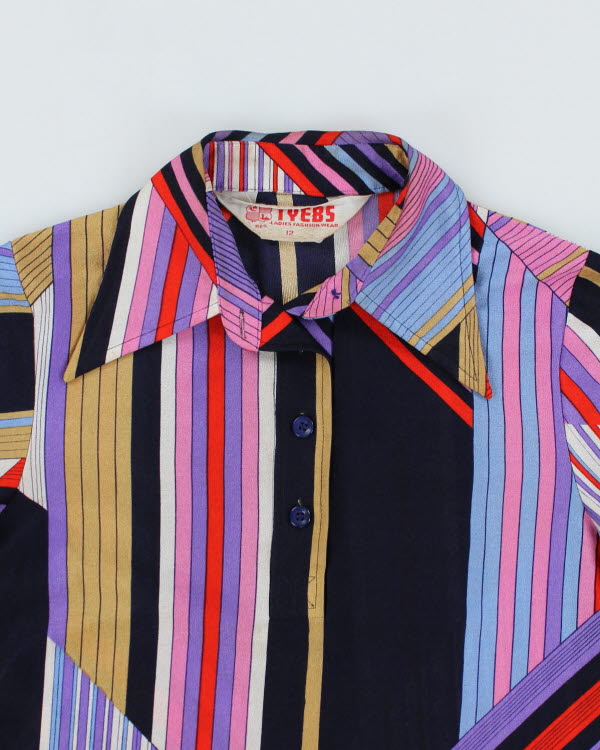 Vintage 70s Stripe 3/4 Sleeve Top - M