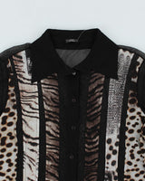 Y2k 00s Mesh Animal Print Shirt - M