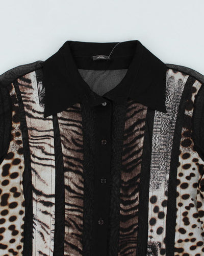 Y2k 00s Mesh Animal Print Shirt - M