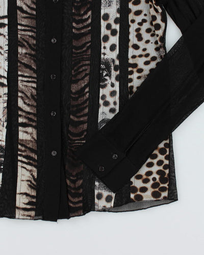 Y2k 00s Mesh Animal Print Shirt - M
