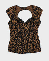 Y2k 00s Guess Leopard Print Top - M