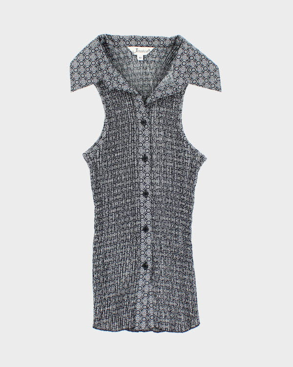 Y2k 00s Jessica Plisse Sleeveless Shirt - M