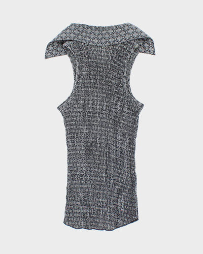 Y2k 00s Jessica Plisse Sleeveless Shirt - M