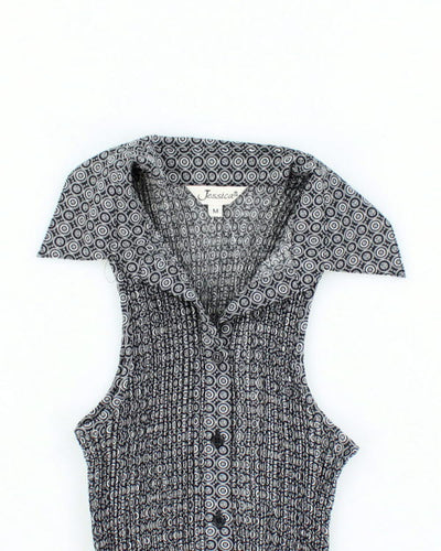 Y2k 00s Jessica Plisse Sleeveless Shirt - M
