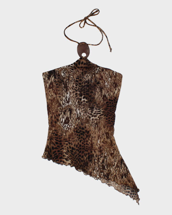 Y2k 00s Le Chateau Animal Print Halter Top - S
