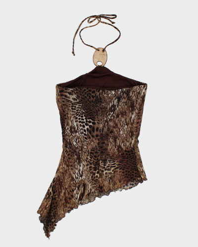 Y2k 00s Le Chateau Animal Print Halter Top - S