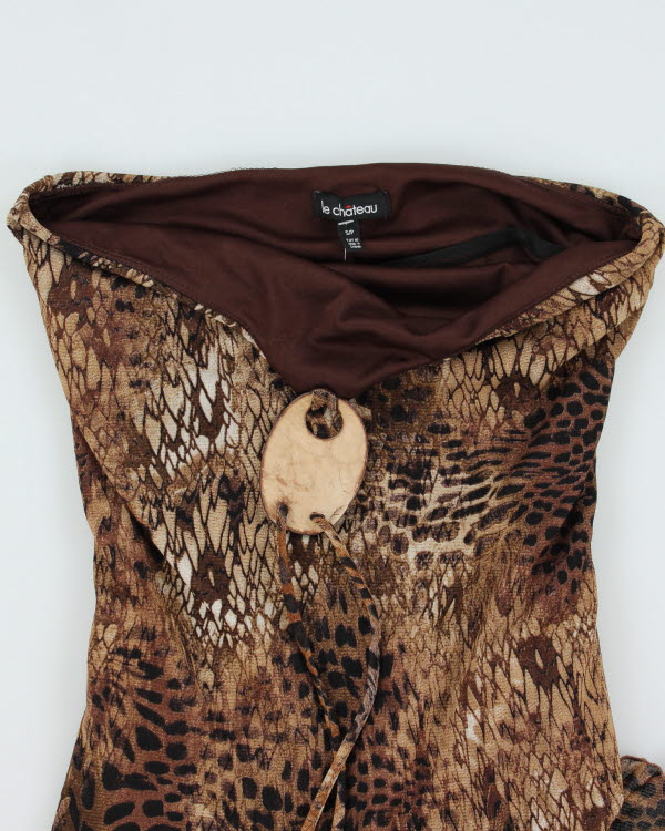 Y2k 00s Le Chateau Animal Print Halter Top - S