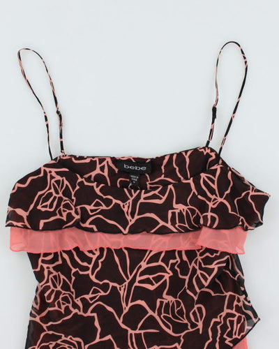 Y2k 00s Bebe Silk Ruffle Cami - M