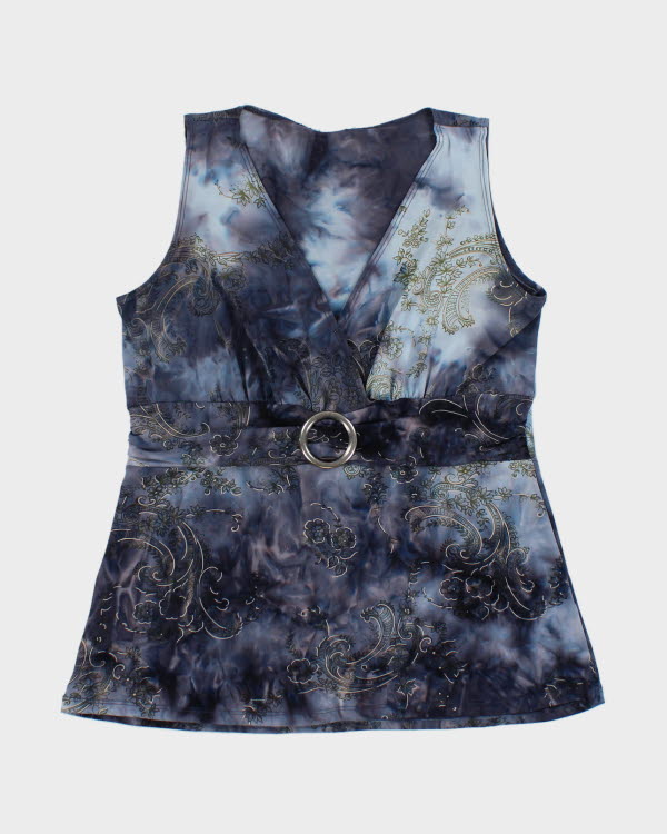 Y2k 00s Paisley Pattern Buckle Top - M