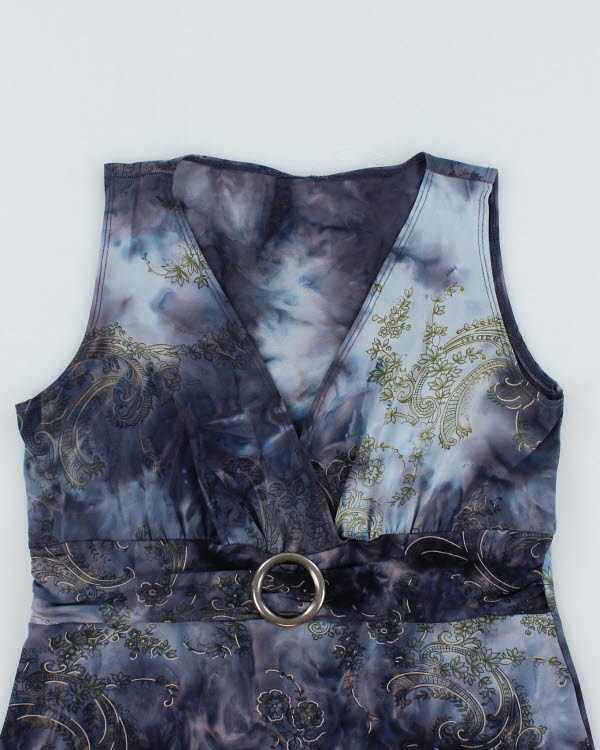 Y2k 00s Paisley Pattern Buckle Top - M