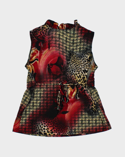 Y2k 00s Hamilton Gold Ruffle Pattern Top - L