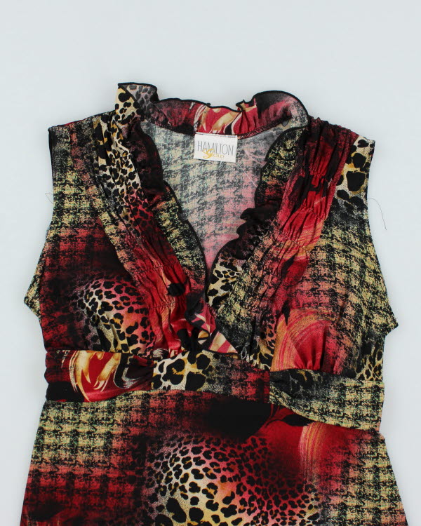 Y2k 00s Hamilton Gold Ruffle Pattern Top - L