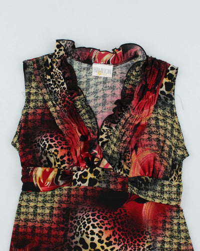 Y2k 00s Hamilton Gold Ruffle Pattern Top - L