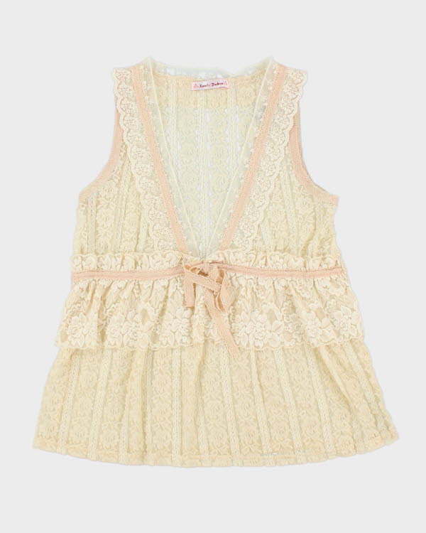 Y2k 00s Kam & Fashion Lace Top - M