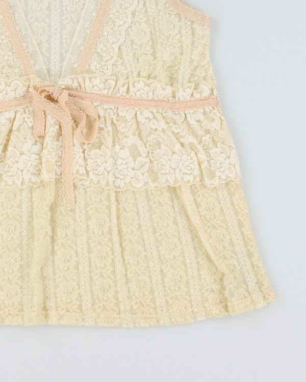 Y2k 00s Kam & Fashion Lace Top - M