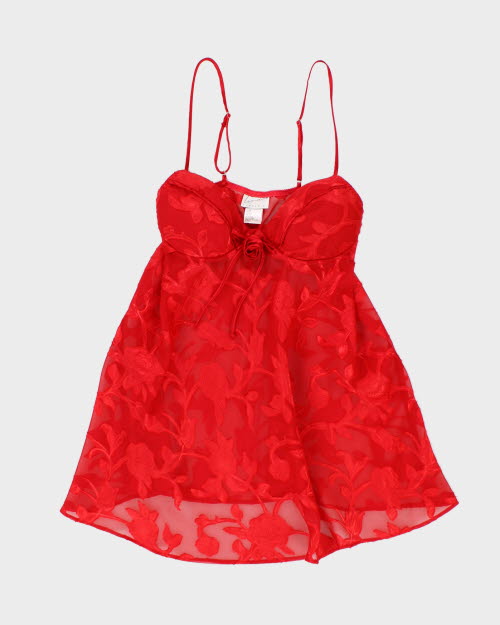 Y2k 00s Linda Red Floral Cami - S