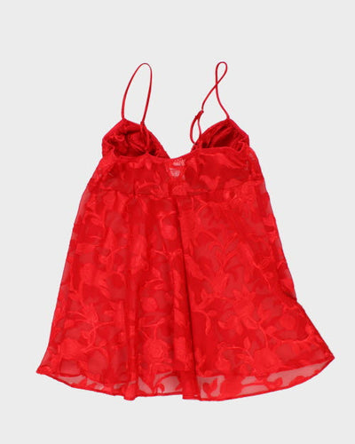 Y2k 00s Linda Red Floral Cami - S