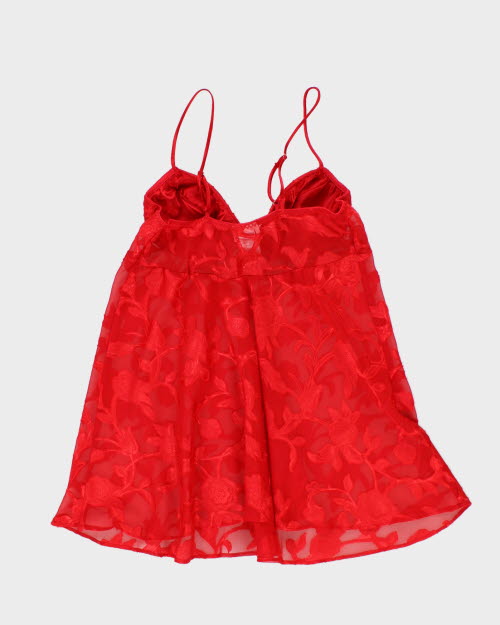 Y2k 00s Linda Red Floral Cami - S